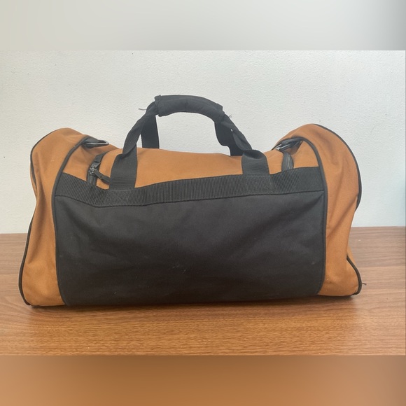 CARHARTT Duffle Bag Canvas Tote Pocket Carry Handles Brown & Black Gear Bag - Picture 2 of 15